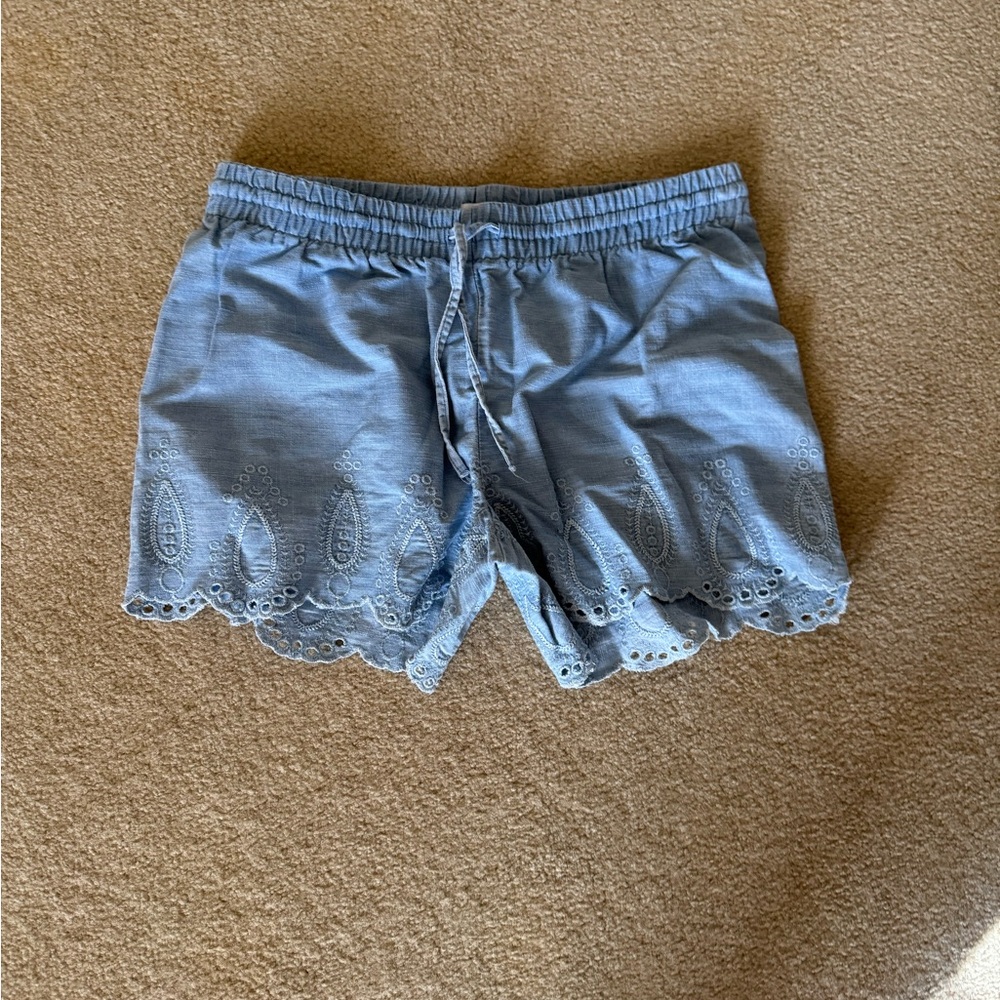 Crown & Ivy Light Blue Eyelet High Waist Shorts